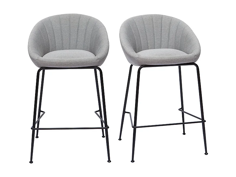 Tabourets de bar design tissu gris clair 65 cm (lot de 2) SHERU
