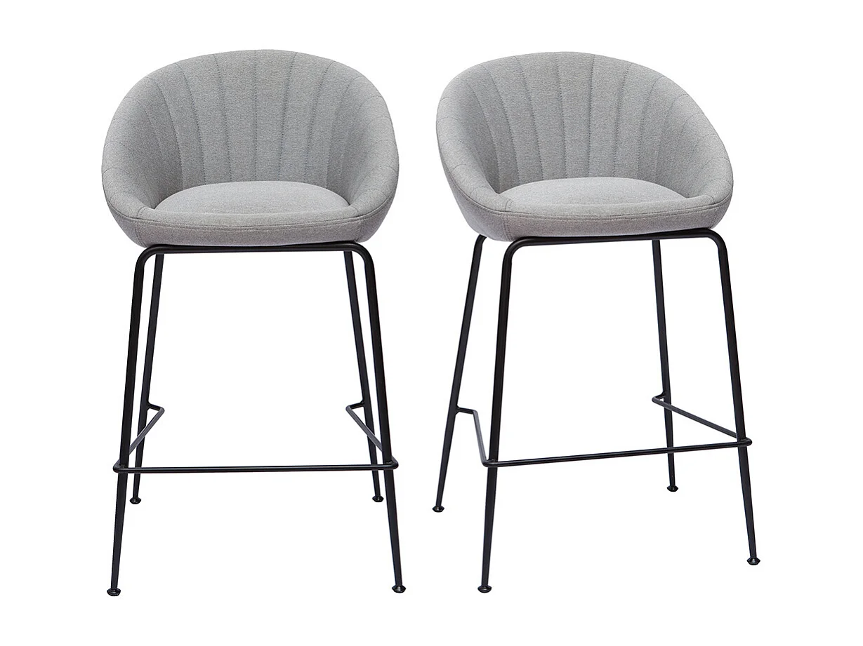 Tabourets de bar design tissu gris clair 65 cm (lot de 2) SHERU