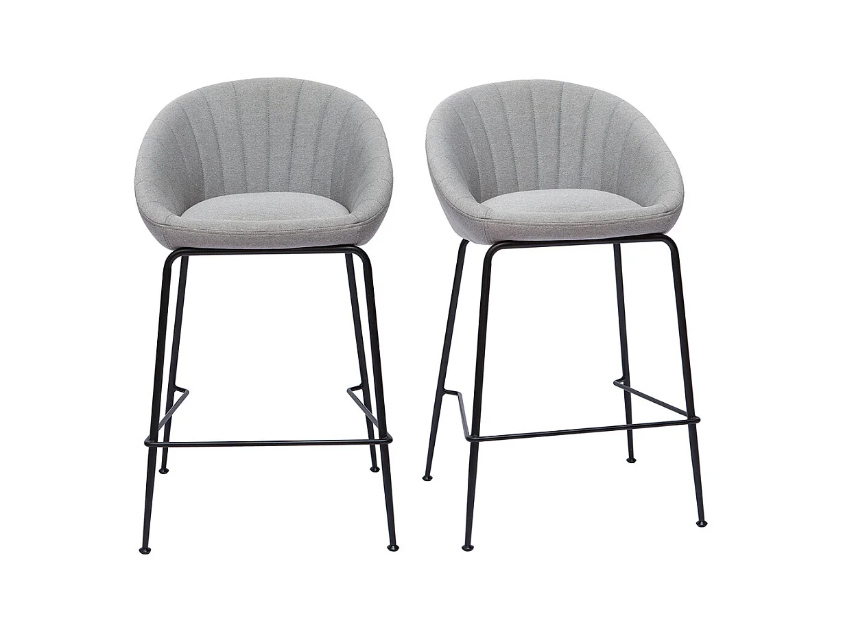 Tabourets de bar design tissu gris clair 65 cm (lot de 2) SHERU