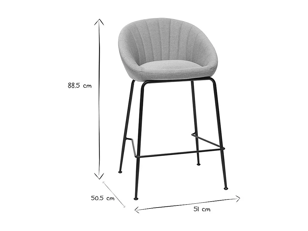 Barhocker hellgrauer Stoff 65cm (2er Set) SHERU