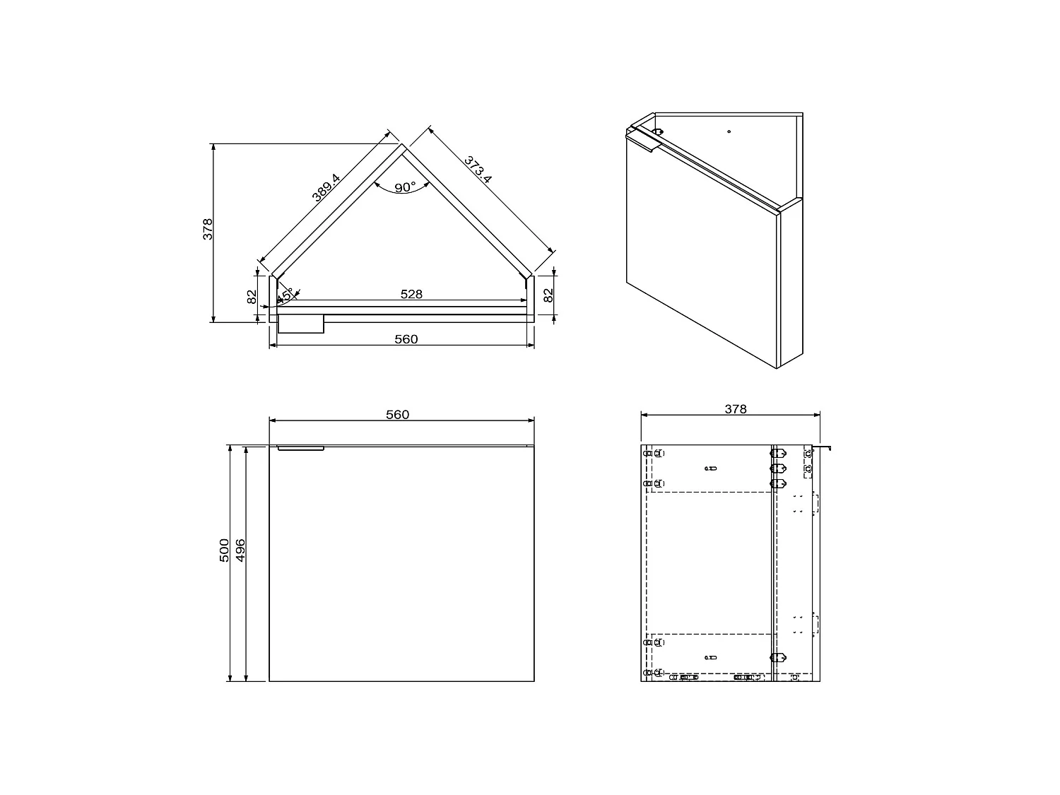 Meuble lave-main d'angle suspendu gris mat - 56 cm - MANODO