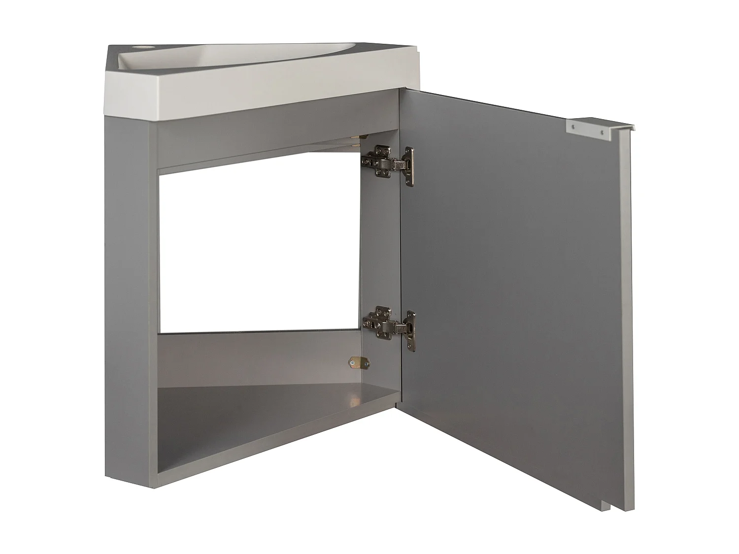 Meuble lave-main d'angle suspendu gris mat - 56 cm - MANODO