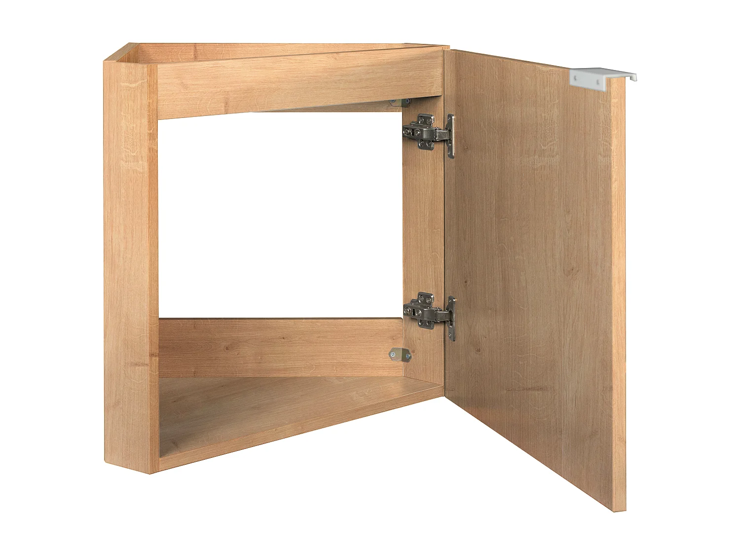 Eck-Handwaschbeckenunterschrank hängend - Holzfarben hell - 56 cm - MANODO