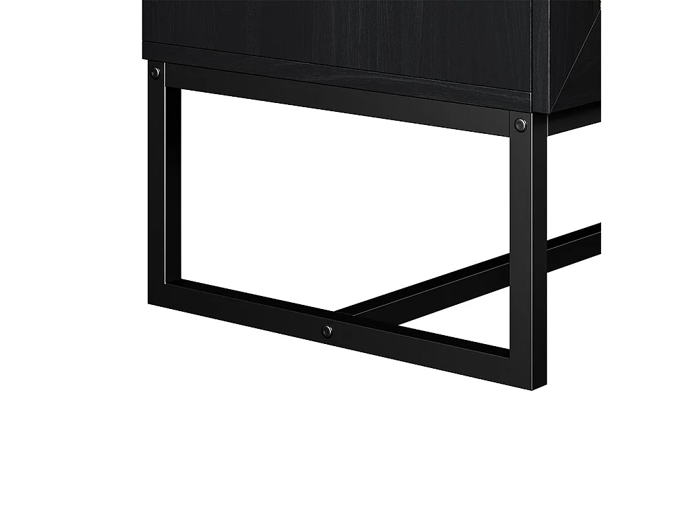 Sideboard mit 3 Schubladen in Schwarz mit Rattan-Einsätzen, 80 cm - KERALS