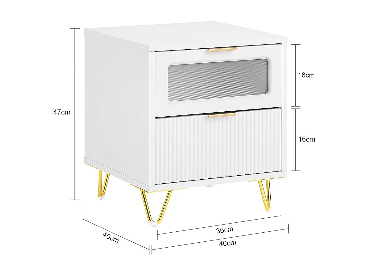 SoBuy FBT123-W Table de Chevet avec 2 tiroirs Table de Nuit Bout de canapé Table d'appoint Table Téléphone Table de Café
