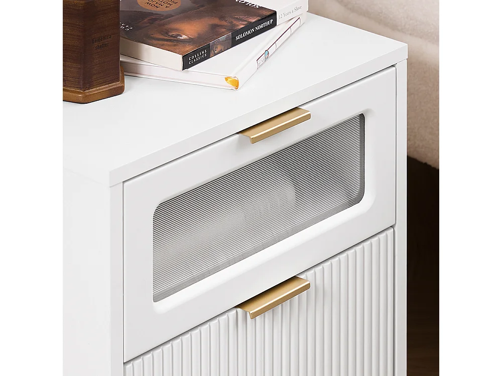 SoBuy FBT123-W Table de Chevet avec 2 tiroirs Table de Nuit Bout de canapé Table d'appoint Table Téléphone Table de Café