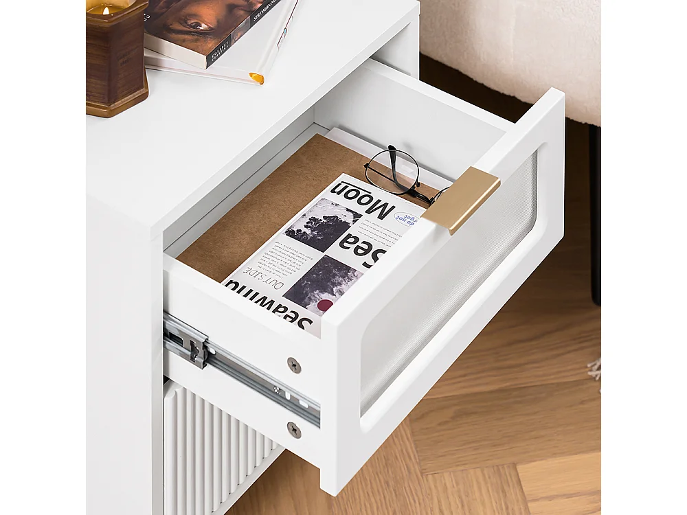 SoBuy FBT123-W Table de Chevet avec 2 tiroirs Table de Nuit Bout de canapé Table d'appoint Table Téléphone Table de Café