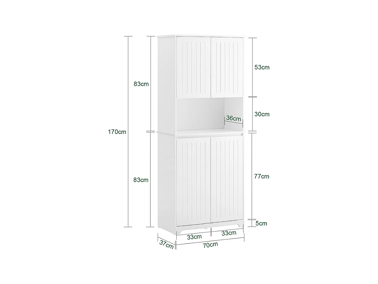 SoBuy BZR150-W Armoire de Salle de Bain Haute avec Sac à Linge,  2 Paniers à Linge Amovibles, Étagères Réglables, Compartiments