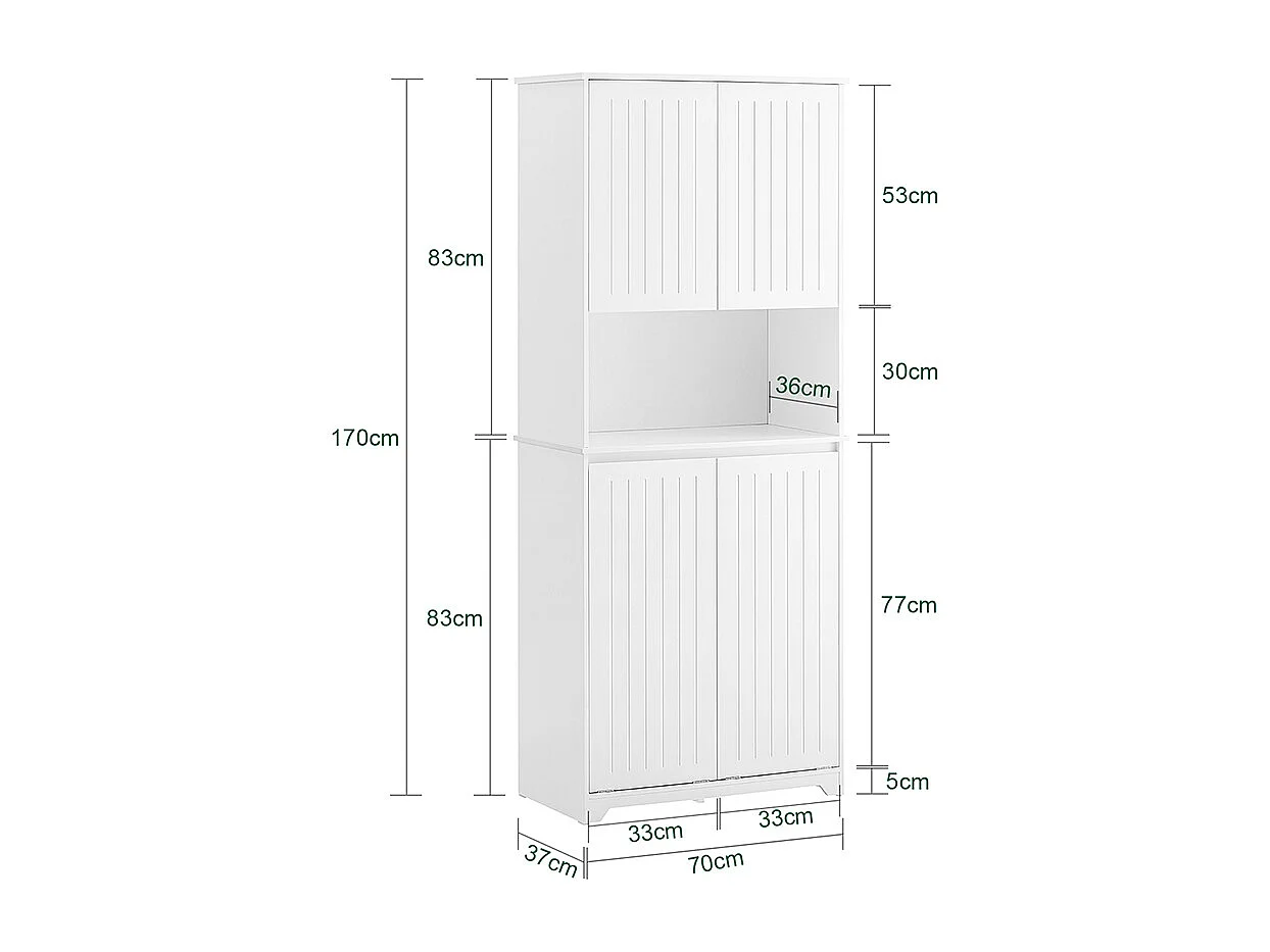 SoBuy BZR150-W Armoire de Salle de Bain Haute avec Sac à Linge,  2 Paniers à Linge Amovibles, Étagères Réglables, Compartiments