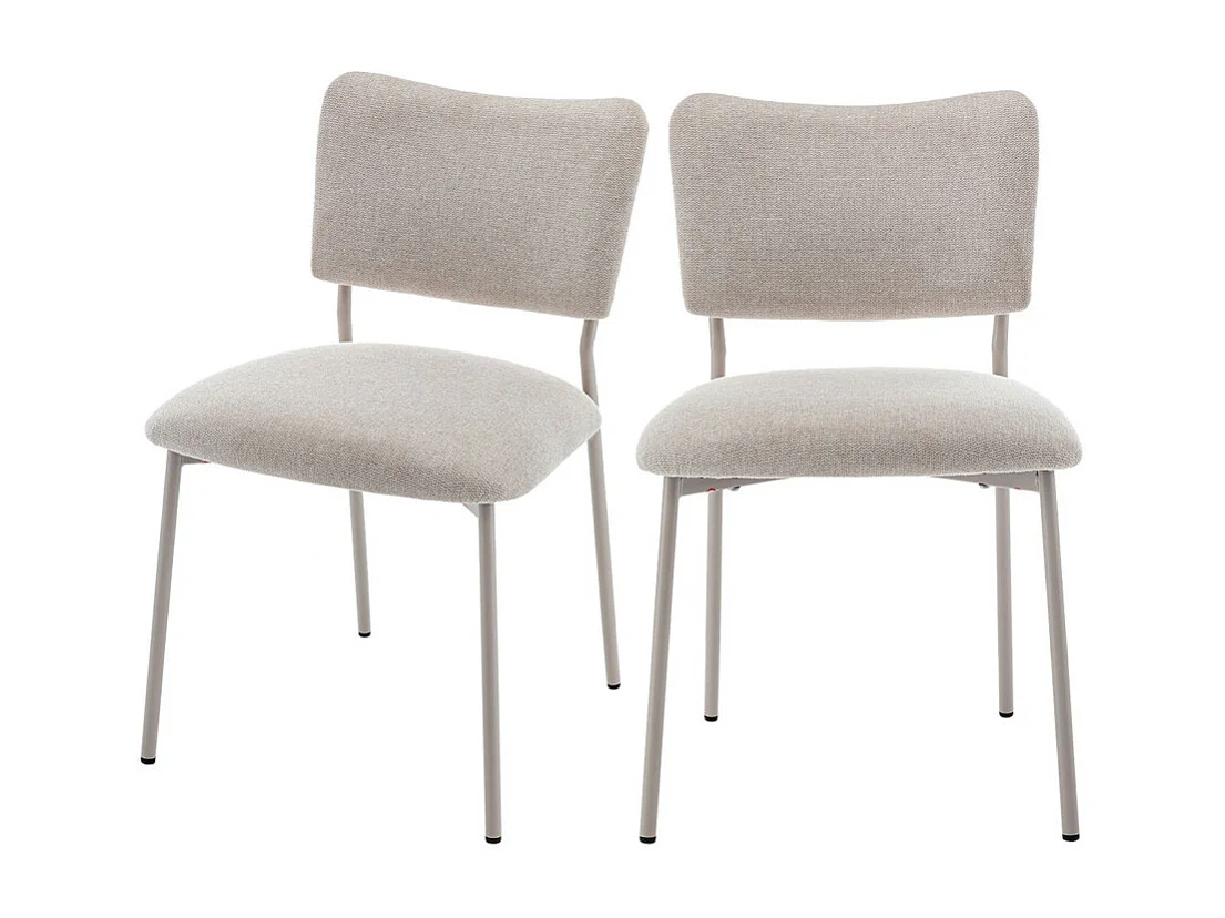 Vander - Lot de 2 chaises en tissu et métal pieds beiges - Beige