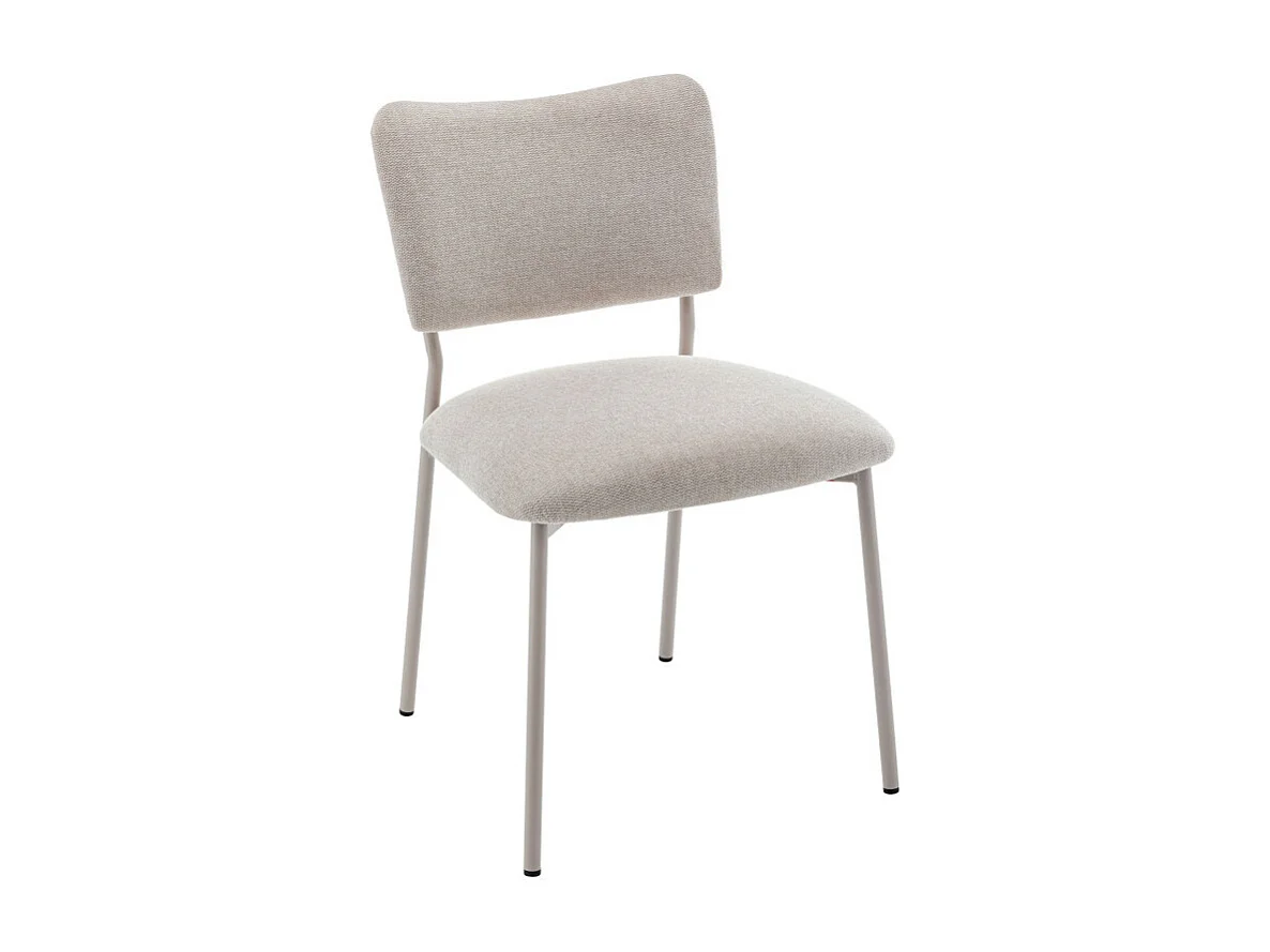 Vander - Lot de 2 chaises en tissu et métal pieds beiges - Beige