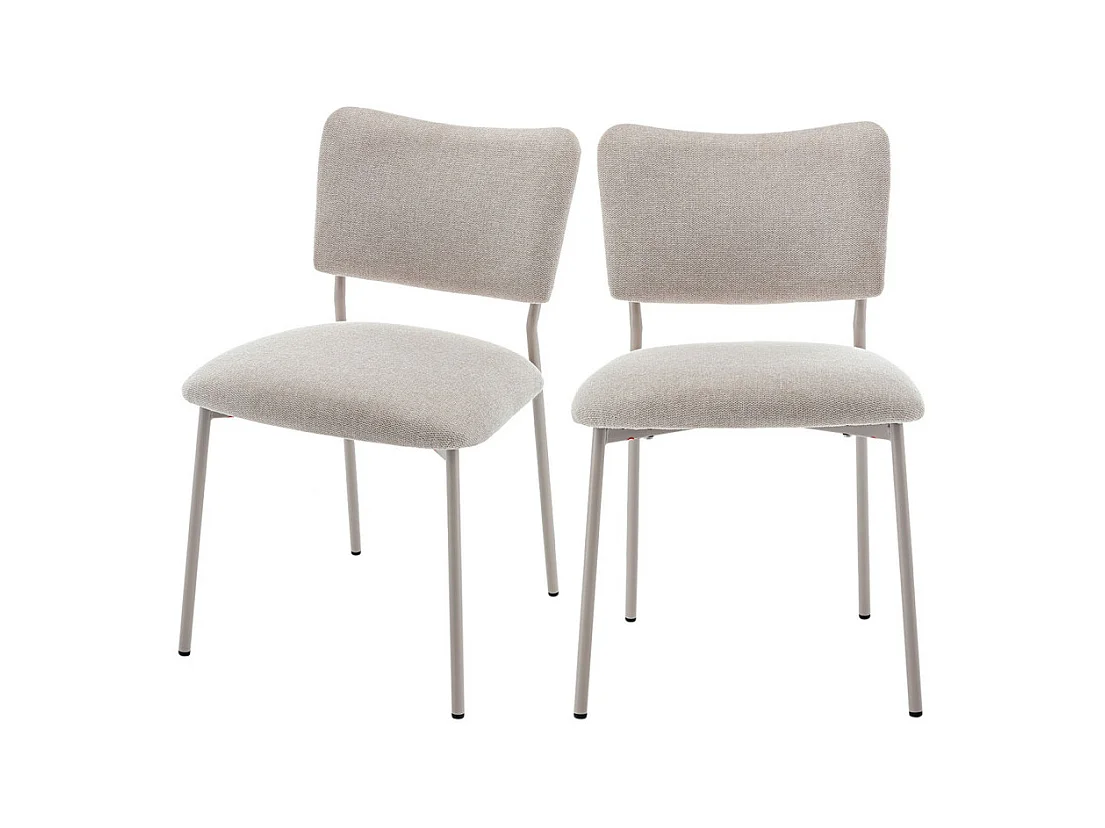 Vander - Lot de 2 chaises en tissu et métal pieds beiges - Beige