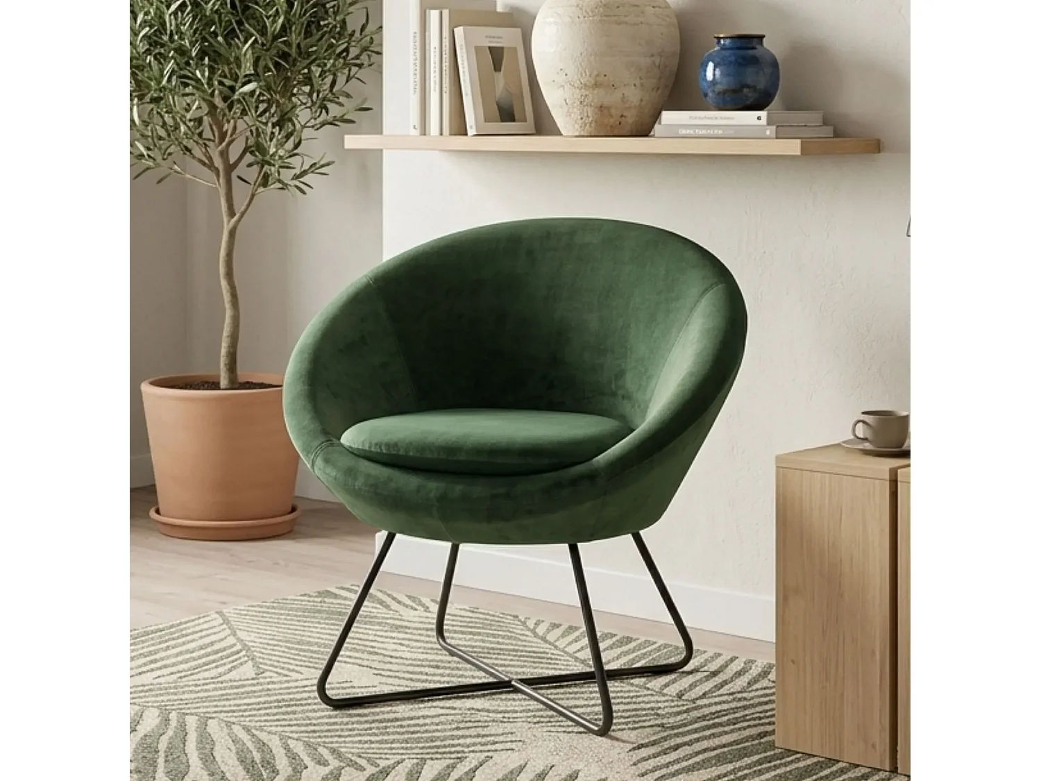 Fauteuil moderne en velours et métal - SCOTT