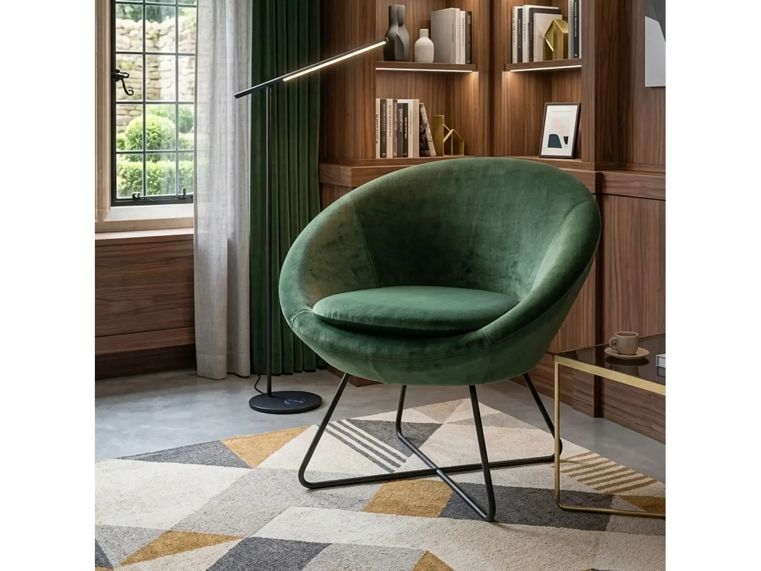 Fauteuil moderne en velours et métal - SCOTT