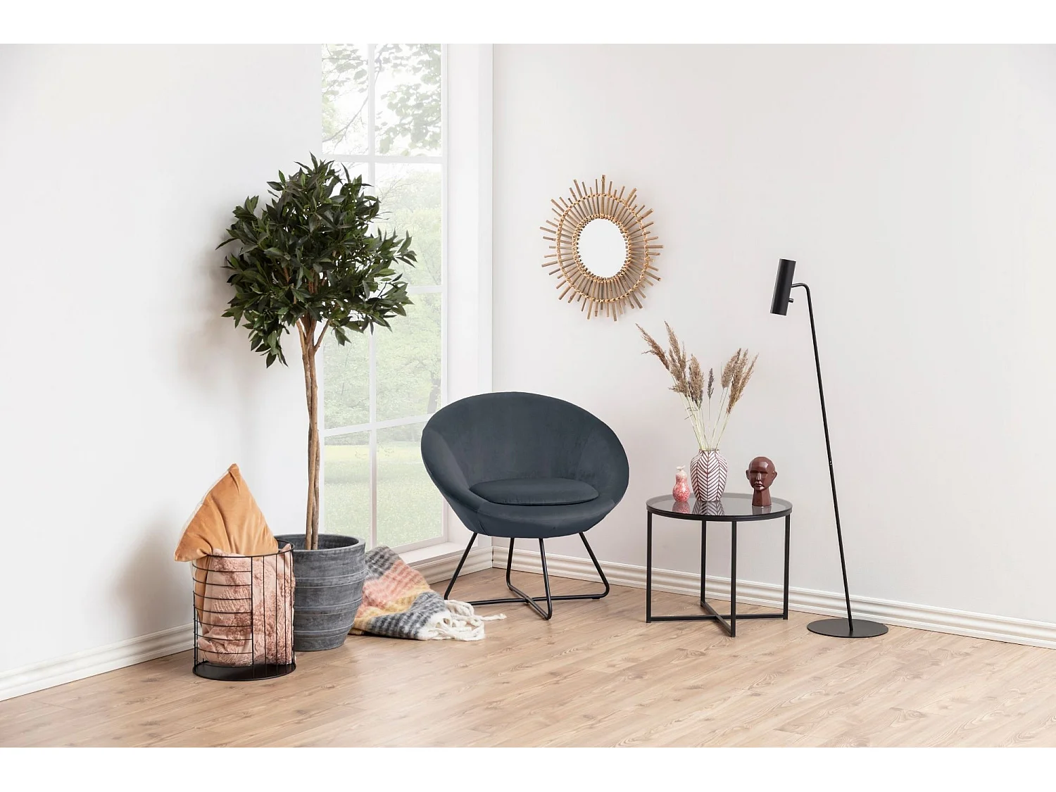 Fauteuil moderne en velours et métal - SCOTT