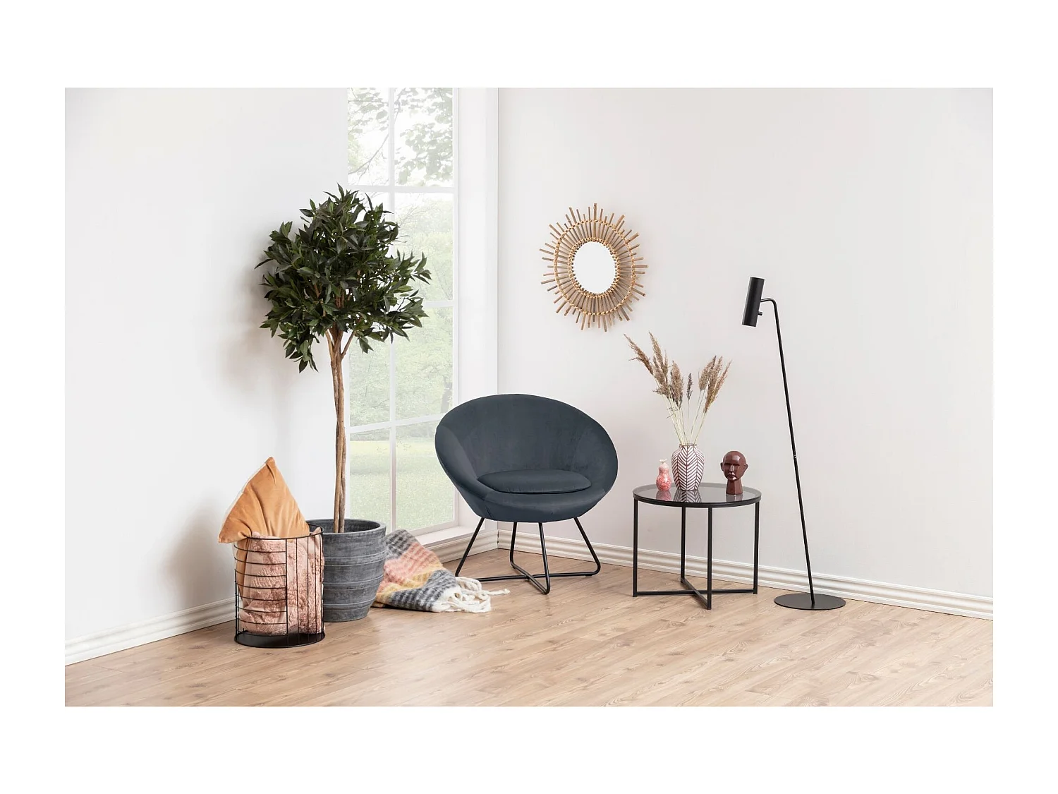 Fauteuil moderne en velours et métal - SCOTT