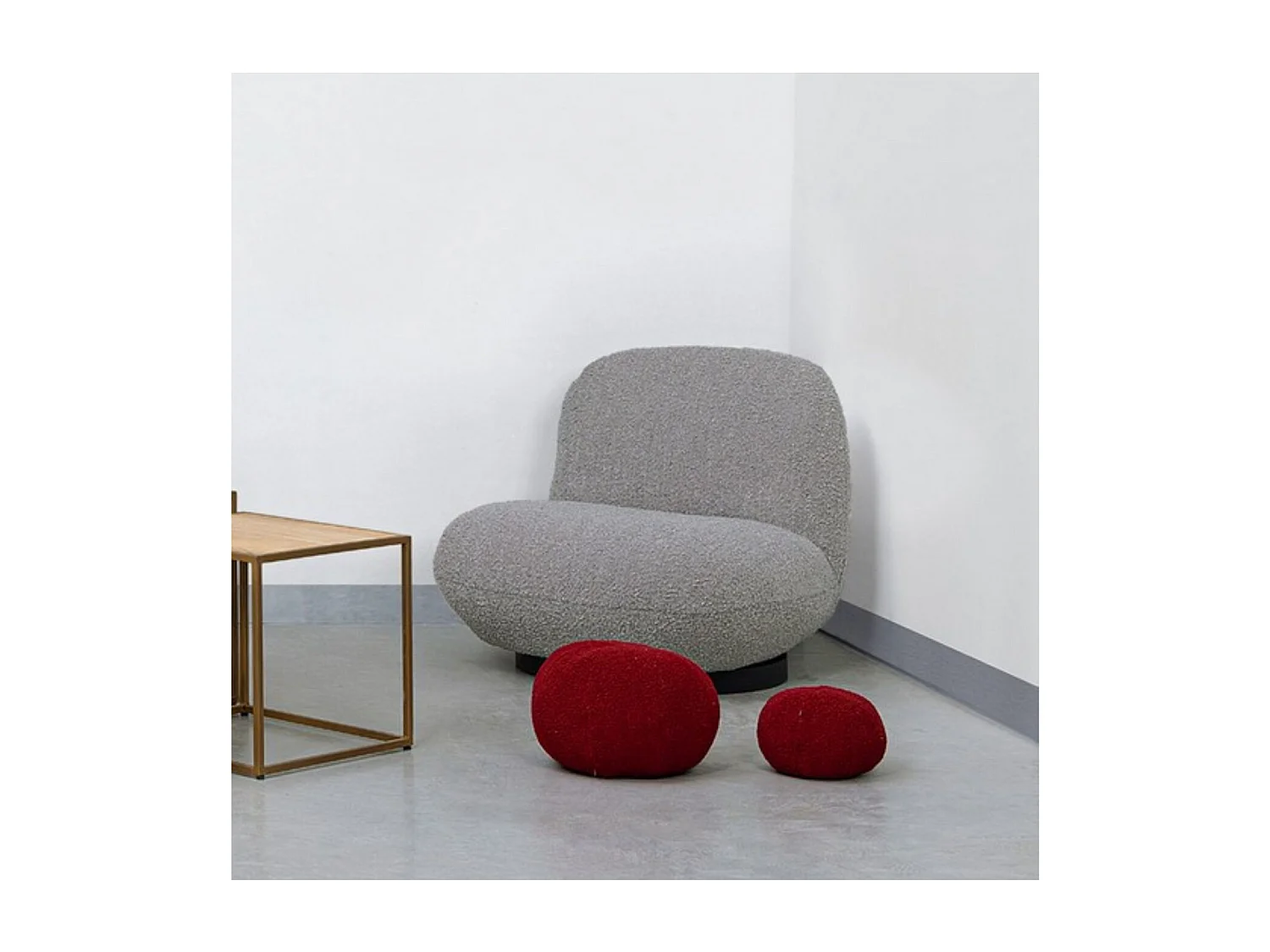 Fauteuil pivotant en tissu bouclette - JEAN