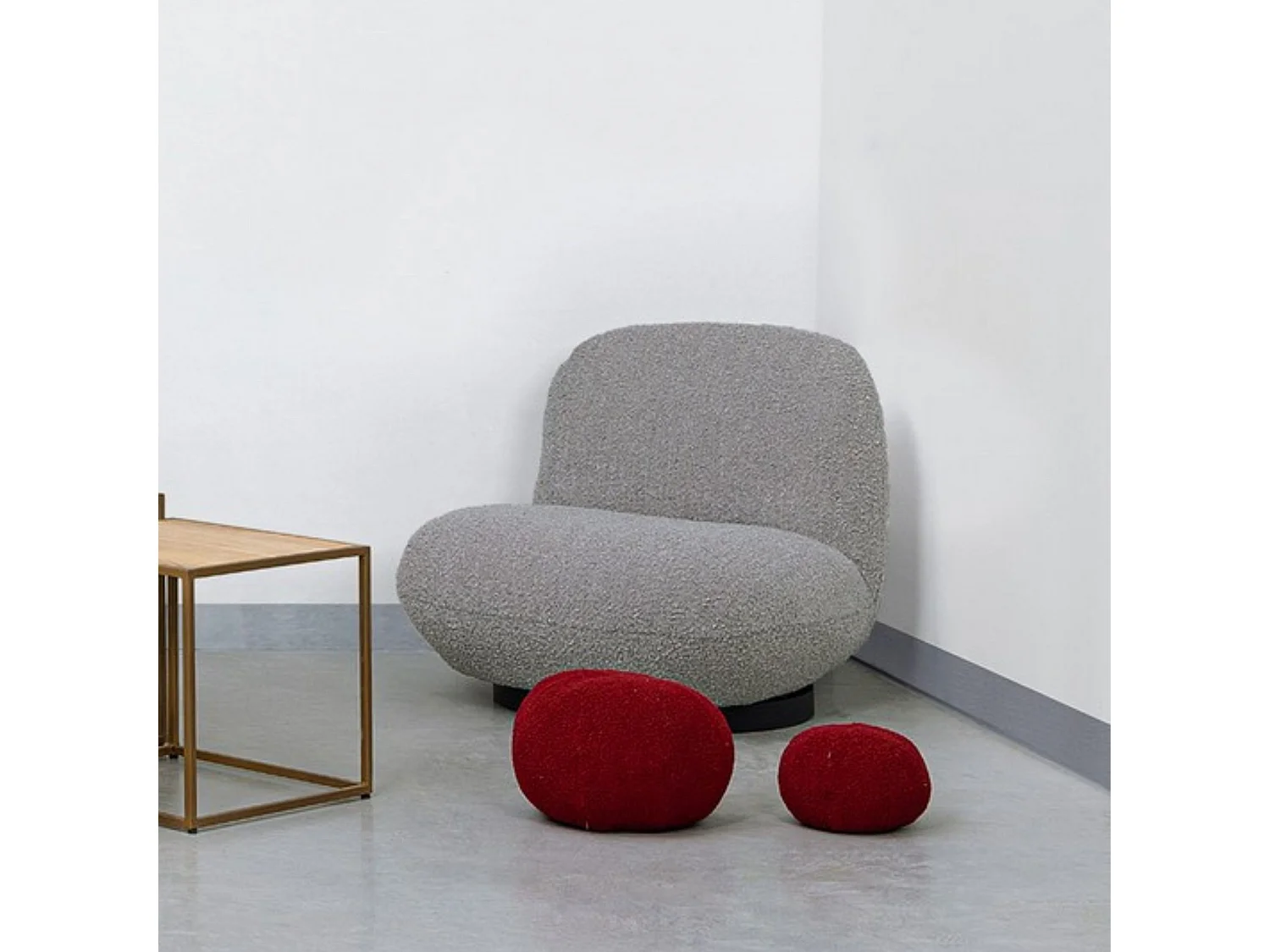Fauteuil pivotant en tissu bouclette - JEAN