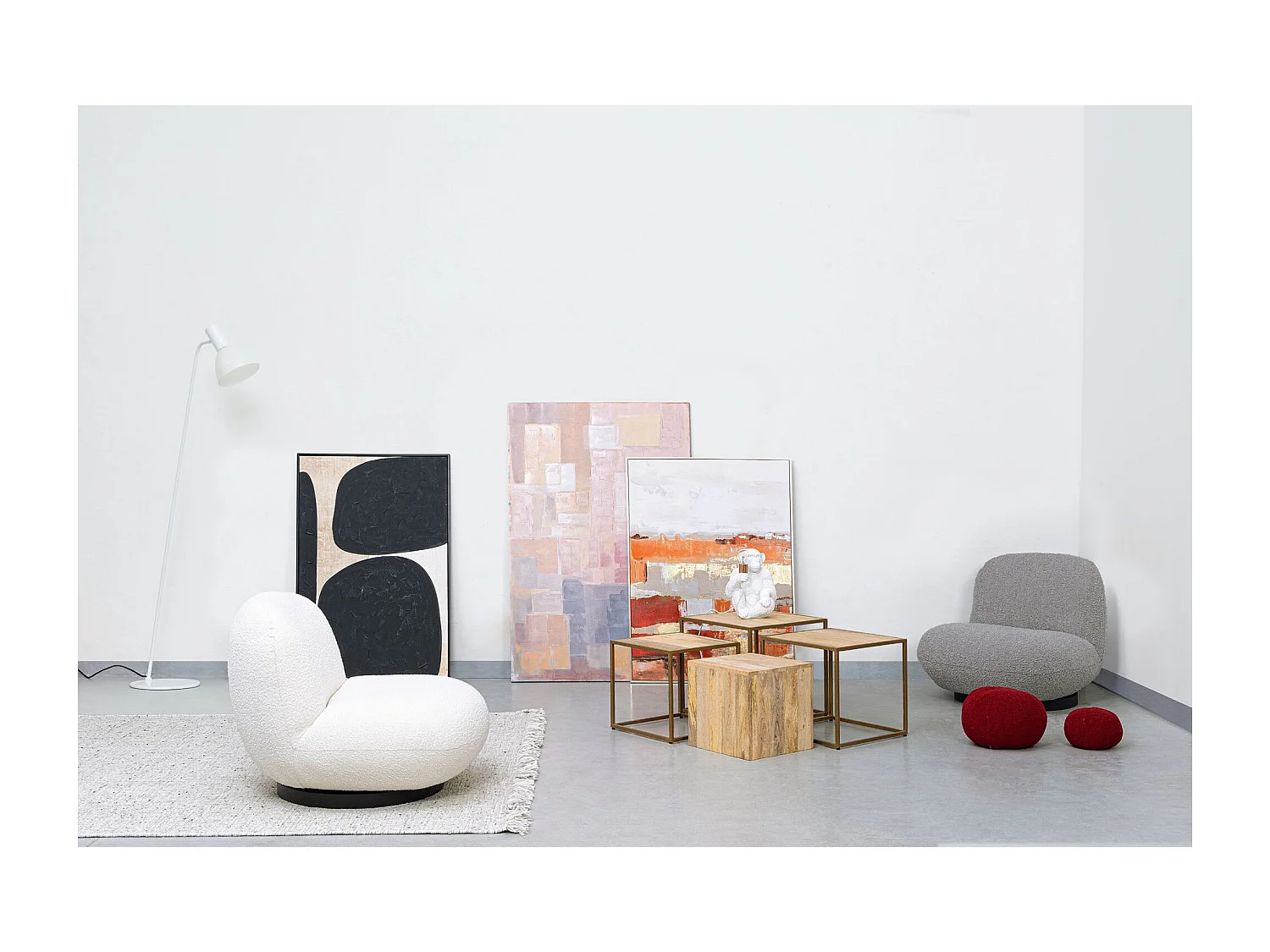 Fauteuil pivotant en tissu bouclette - JEAN