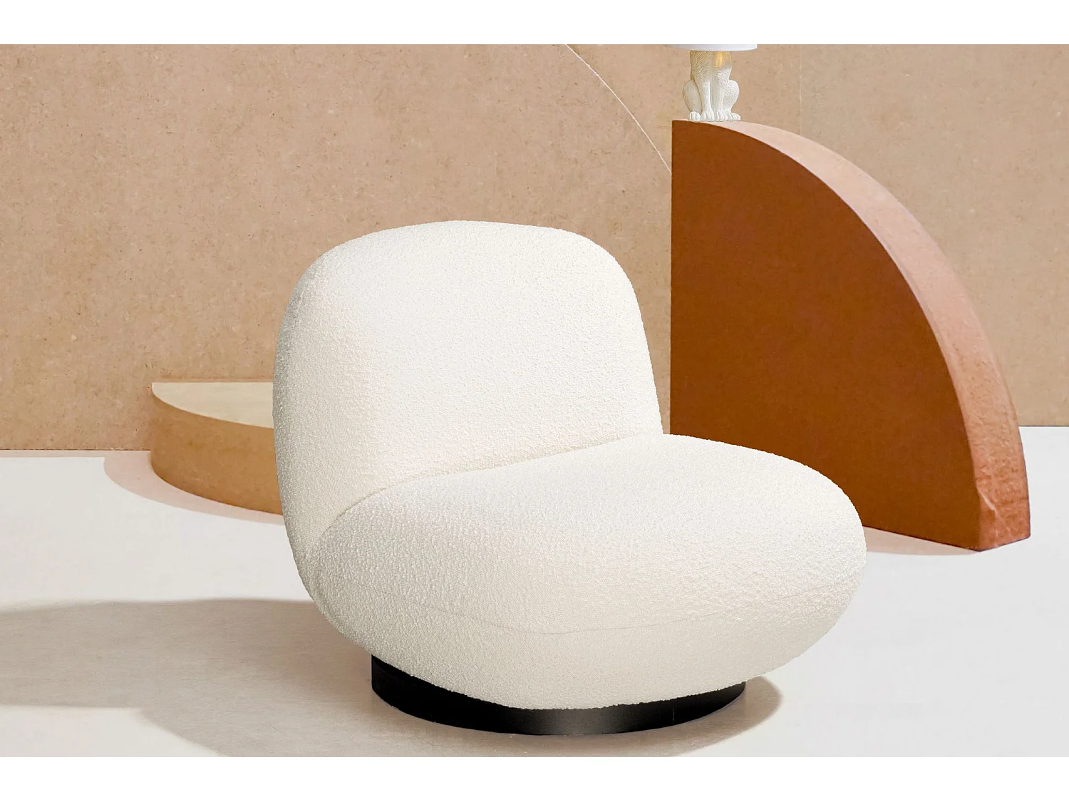 Fauteuil pivotant en tissu bouclette - JEAN