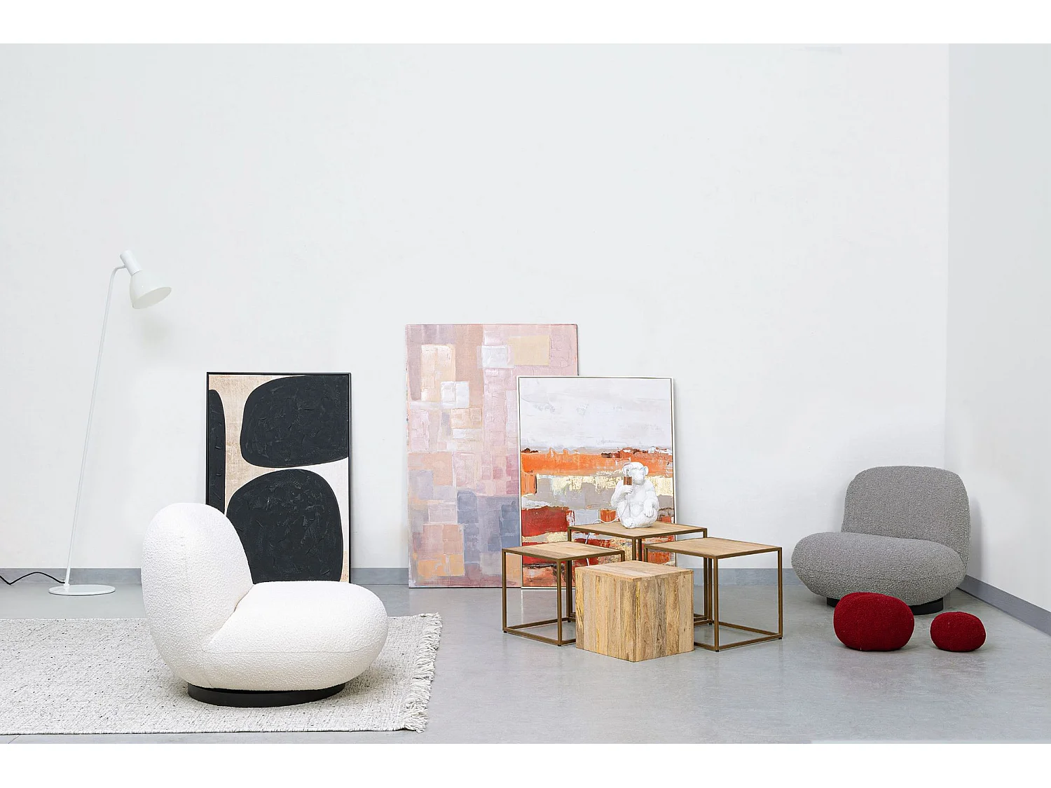 Fauteuil pivotant en tissu bouclette - JEAN