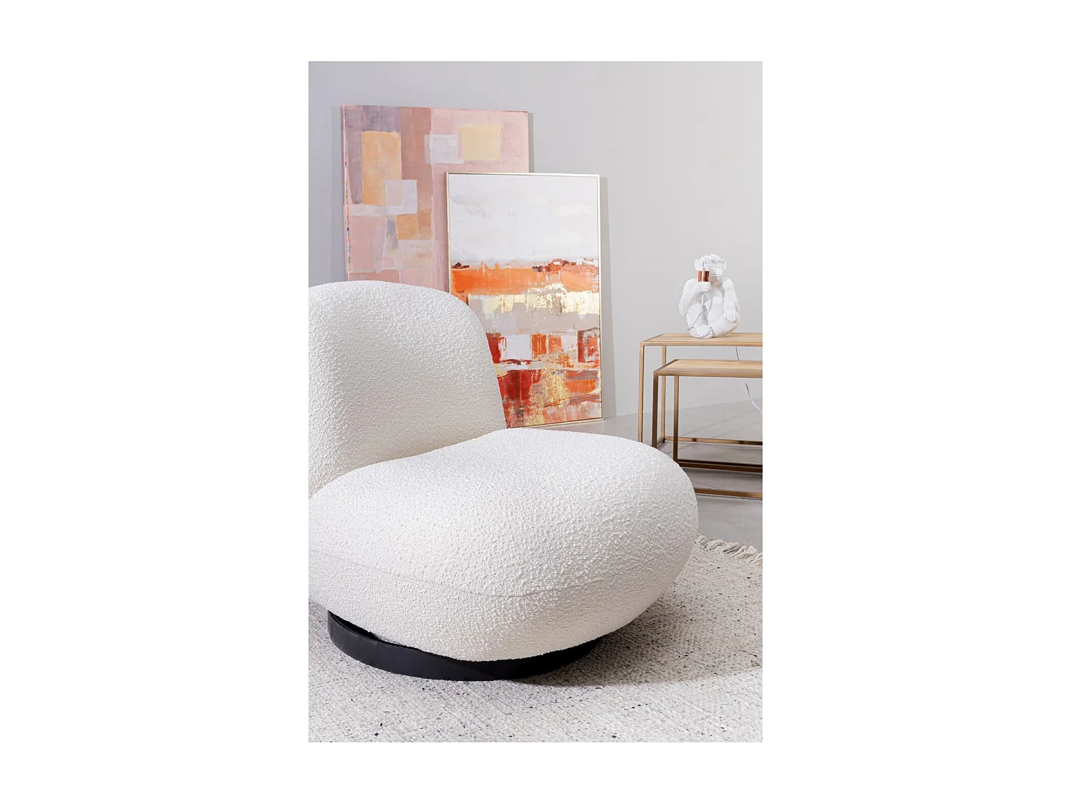 Fauteuil pivotant en tissu bouclette - JEAN