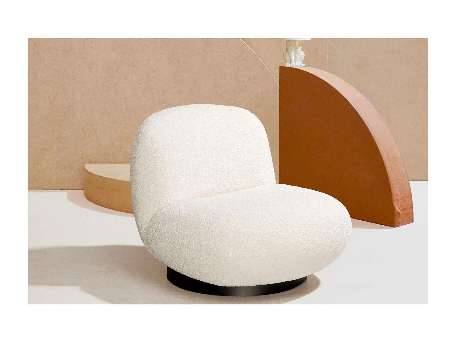 Fauteuil pivotant en tissu bouclette - JEAN