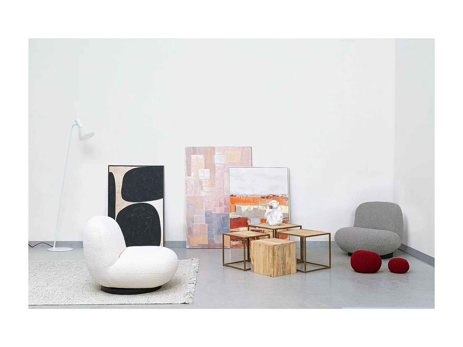 Fauteuil pivotant en tissu bouclette - JEAN