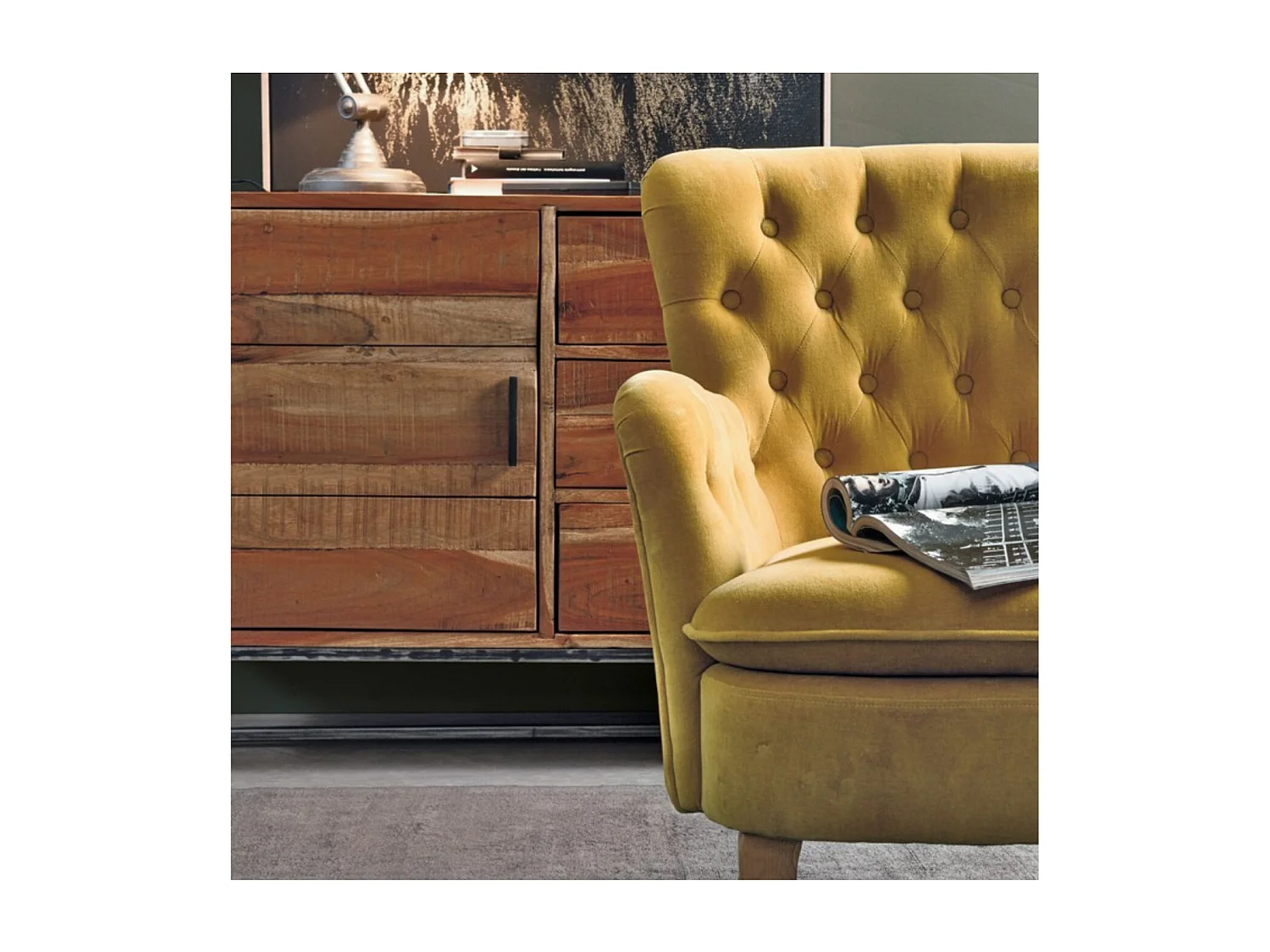 Fauteuil en tissu et bois - SHERLOCK