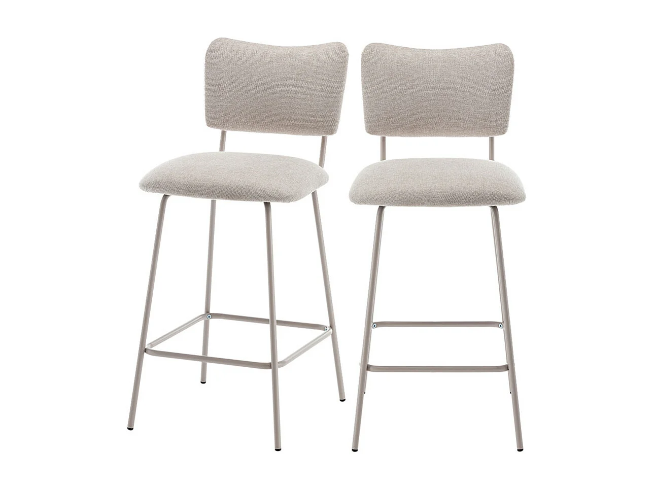 Vander - Lot de 2 chaises de bar en tissu et métal pieds beiges H65cm - Beige