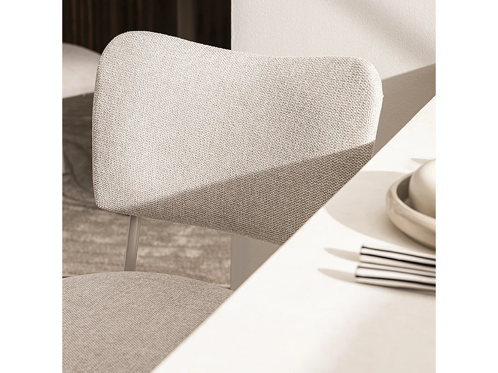 Vander - Lot de 2 chaises de bar en tissu et métal pieds beiges H65cm - Beige