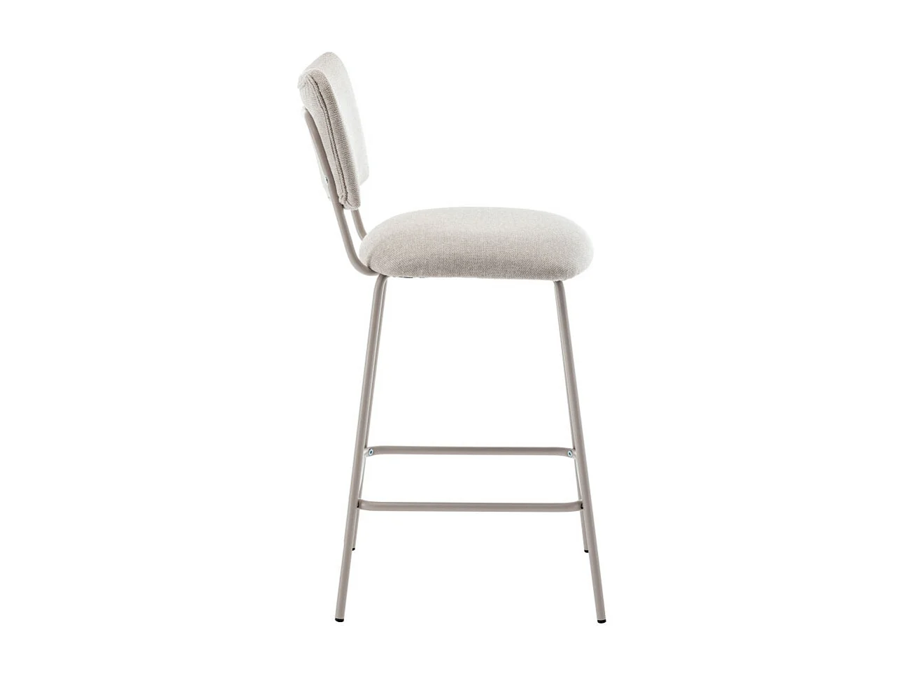 Vander - Lot de 2 chaises de bar en tissu et métal pieds beiges H65cm - Beige