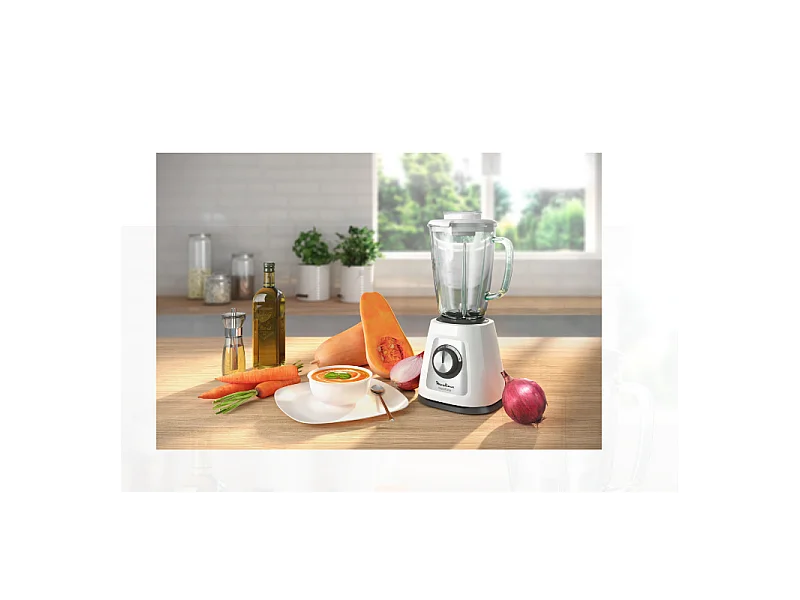 Batidora de vaso Moulinex Blendforce LM430110 800W 4 cuchillas 2 velocidades blanco