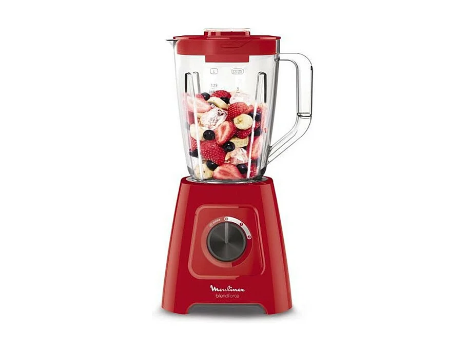 Moulinex Elektrische Blender, Mixer, 600 W, 1,25 L, 5 programma's, 4 verwijderbare messen, Smoothies, Crushed ice