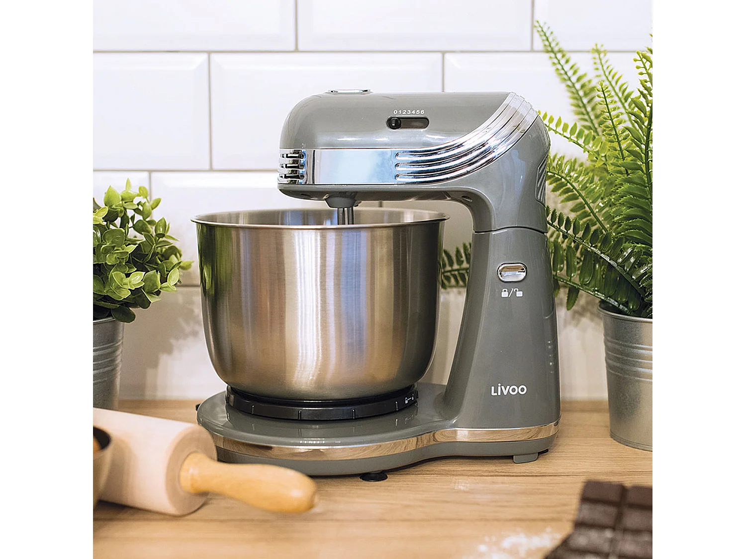 Livoo Robot pâtissier multifonction 3l 250w gris - dop137g