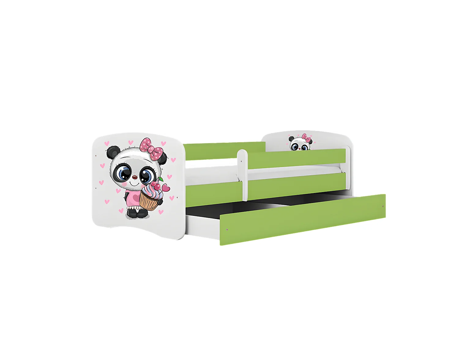 Lit babydreams panda vert avec tiroir sans matelas 160/80