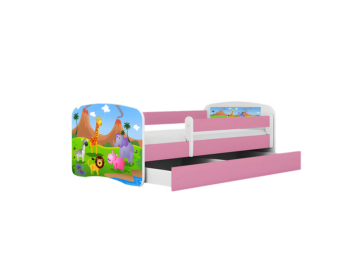 Lit babydreams safari rose avec tiroir sans matelas 140/70