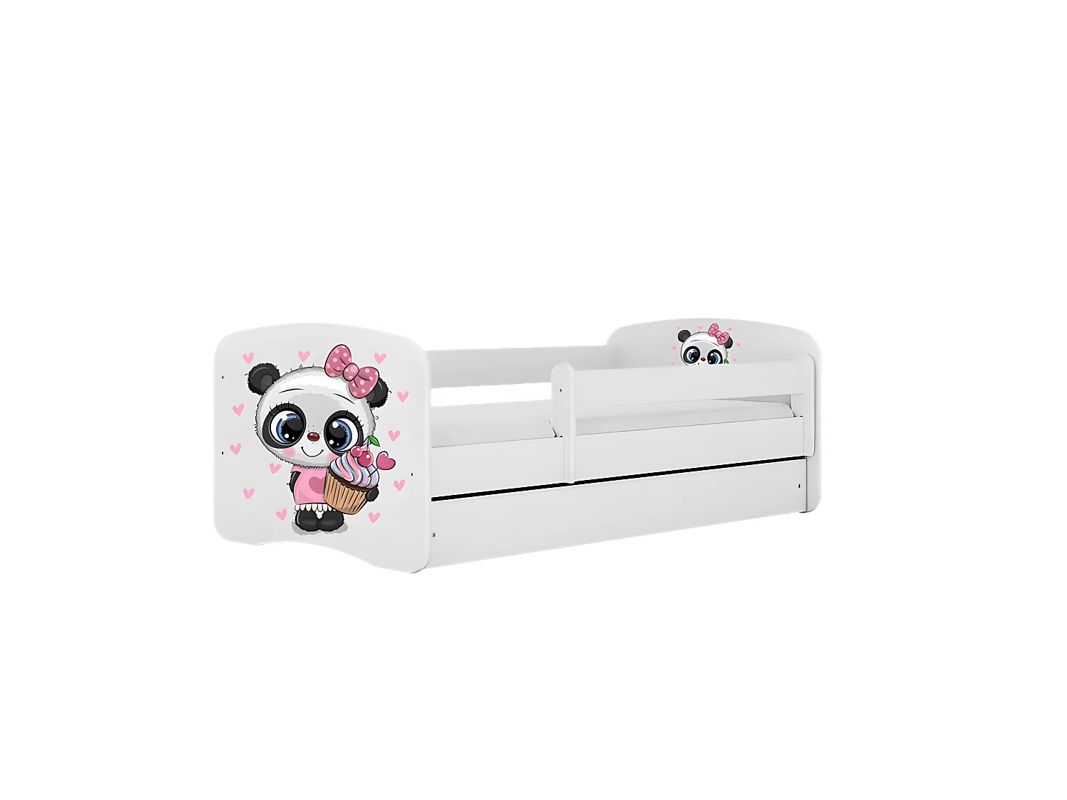 Cama panda babydreams blanca con cajón y colchón 140/70