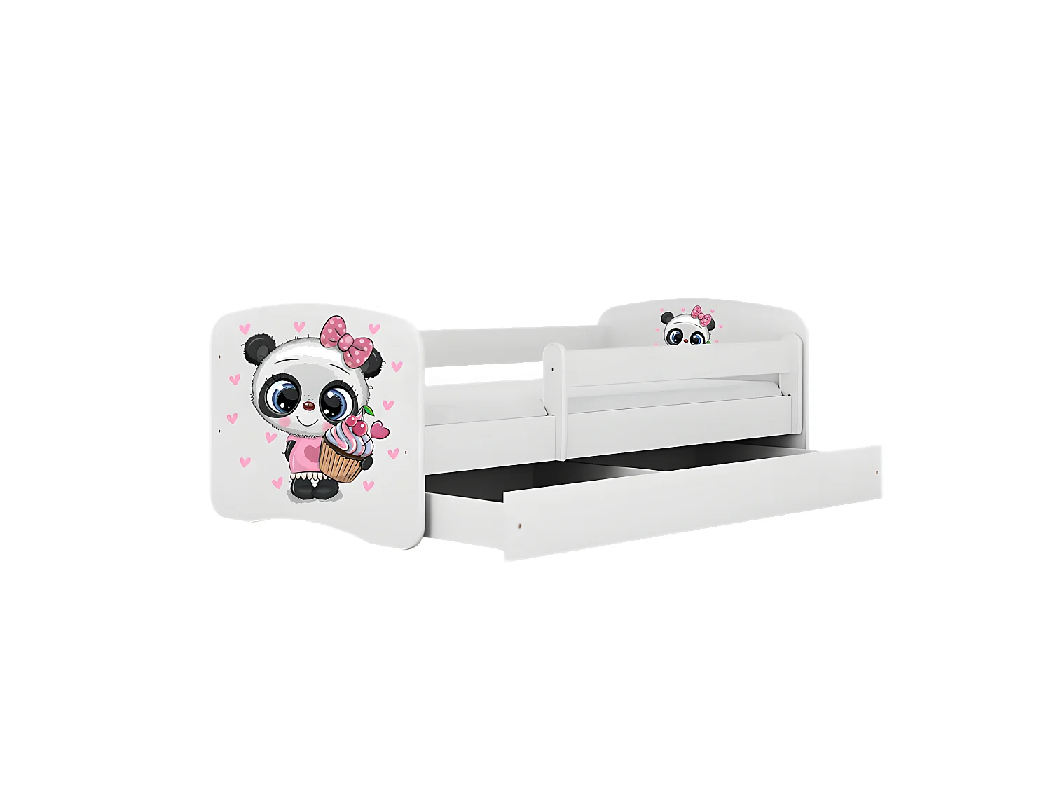 Cama panda babydreams blanca con cajón y colchón 140/70