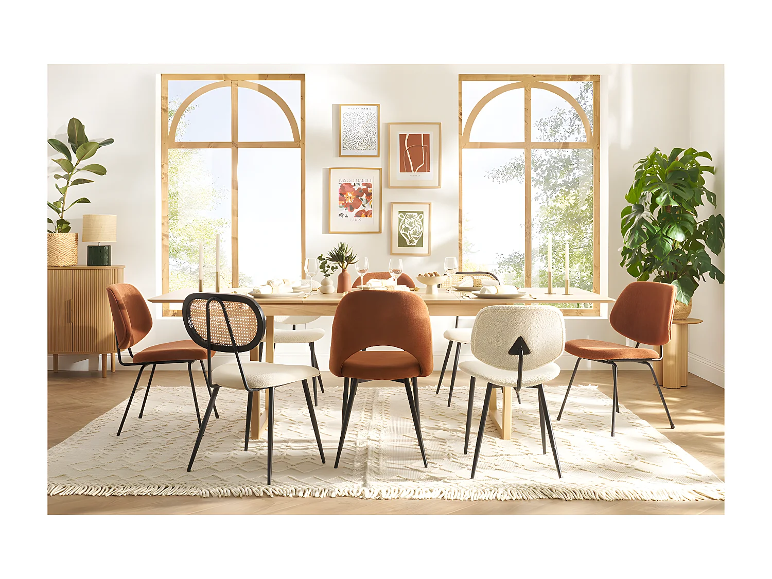 Sedie design in tessuto effetto velluto color bruciato e metallo nero (set di 2) BARNET