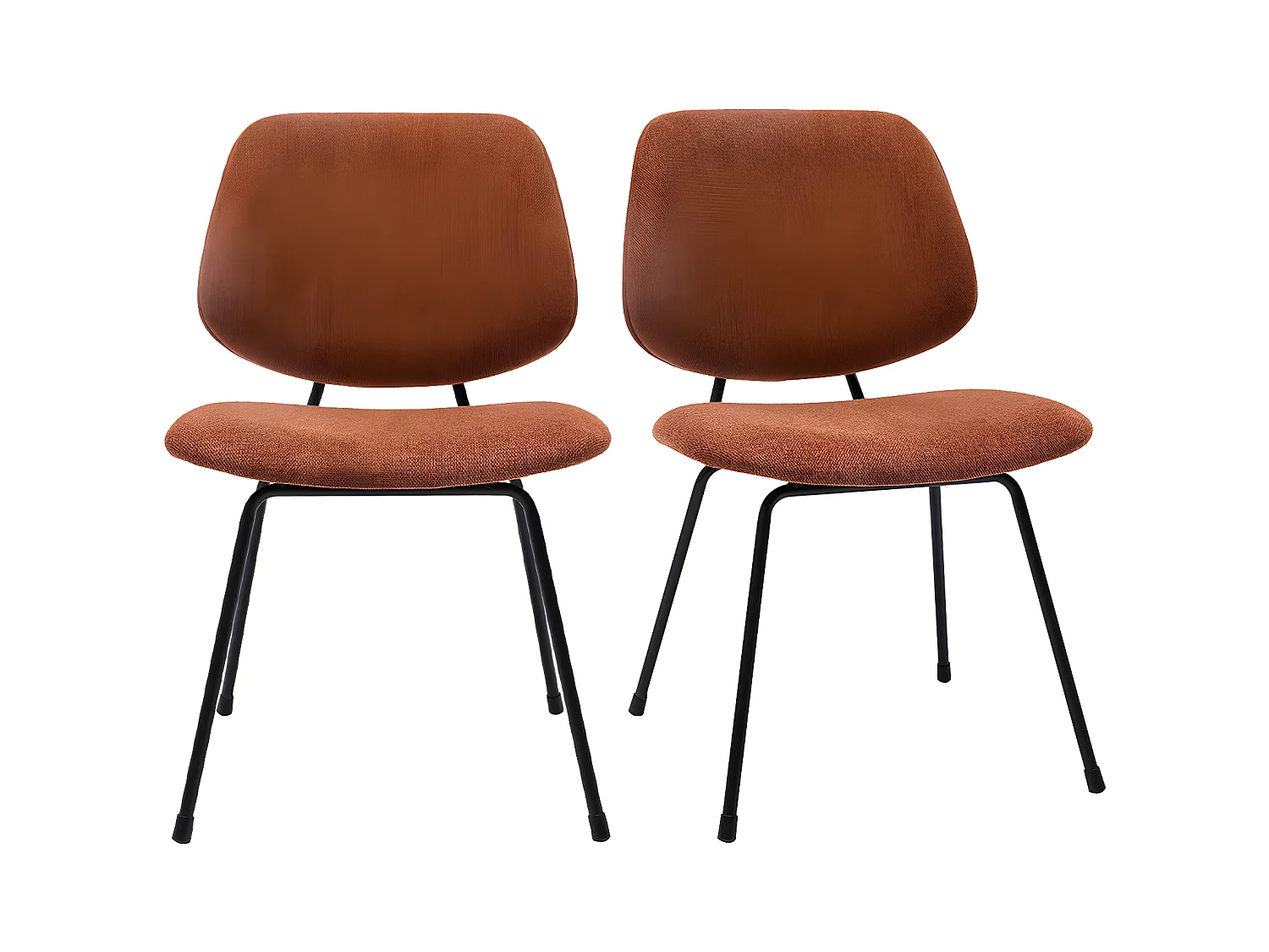 Chaises design en tissu effet velours terre brûlée et métal noir (lot de 2) BARNET