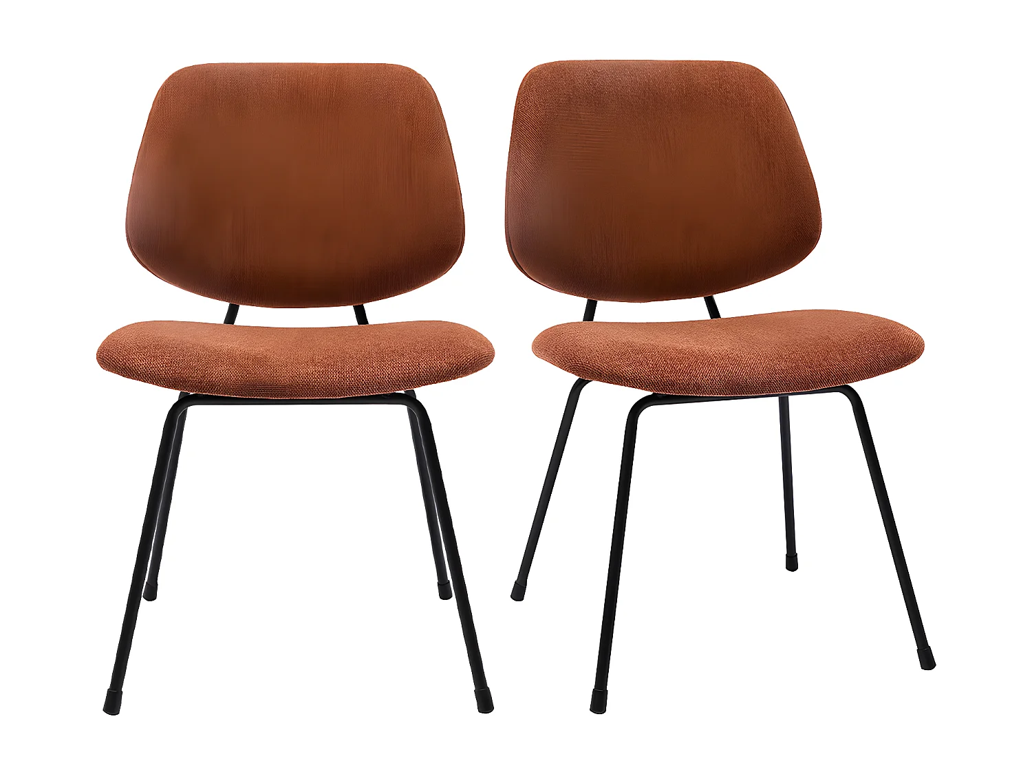 Set de 2 sillas de diseño de tejido efecto aterciopelado terracota y metal negro BARNET