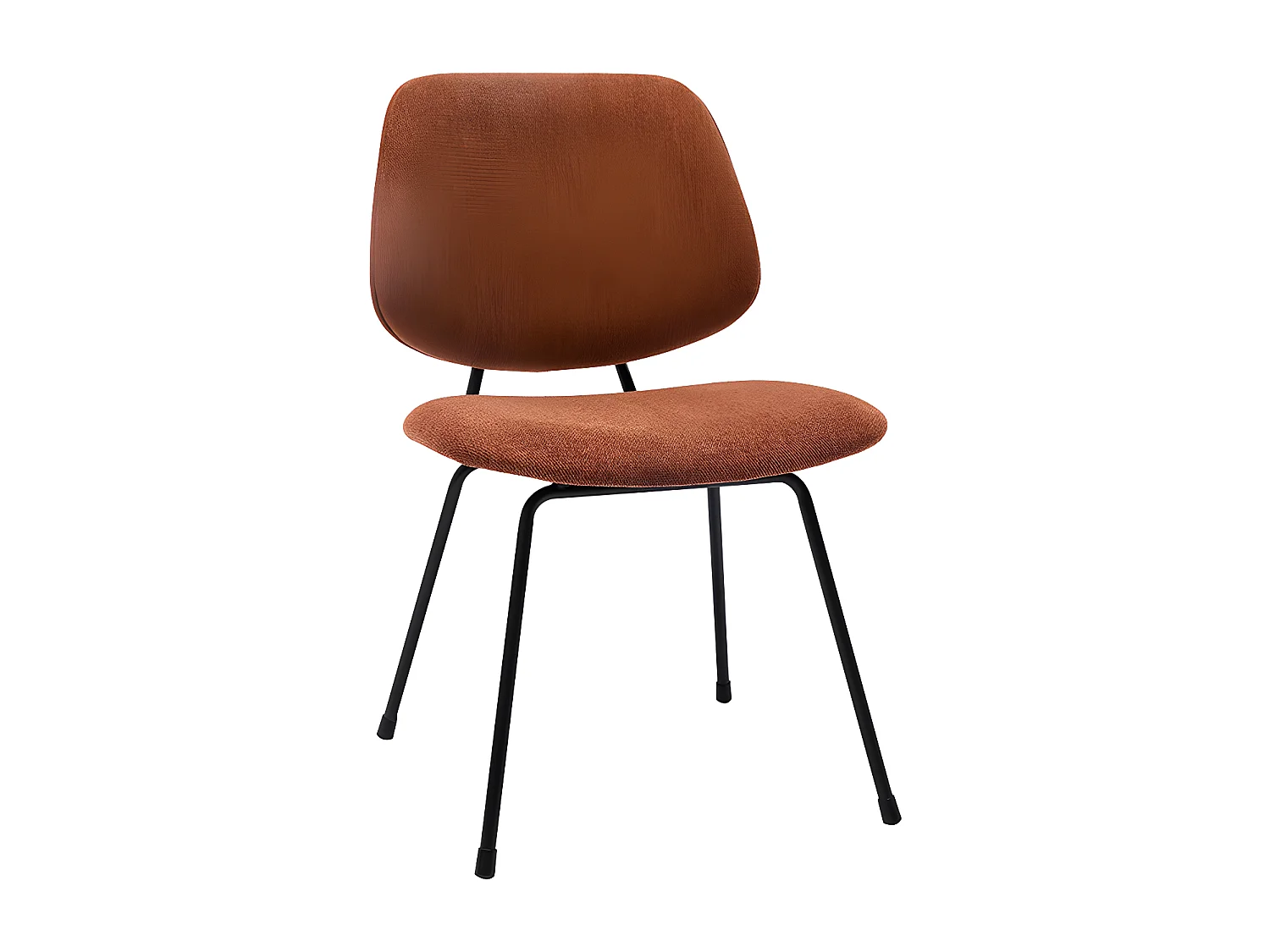 Set de 2 sillas de diseño de tejido efecto aterciopelado terracota y metal negro BARNET