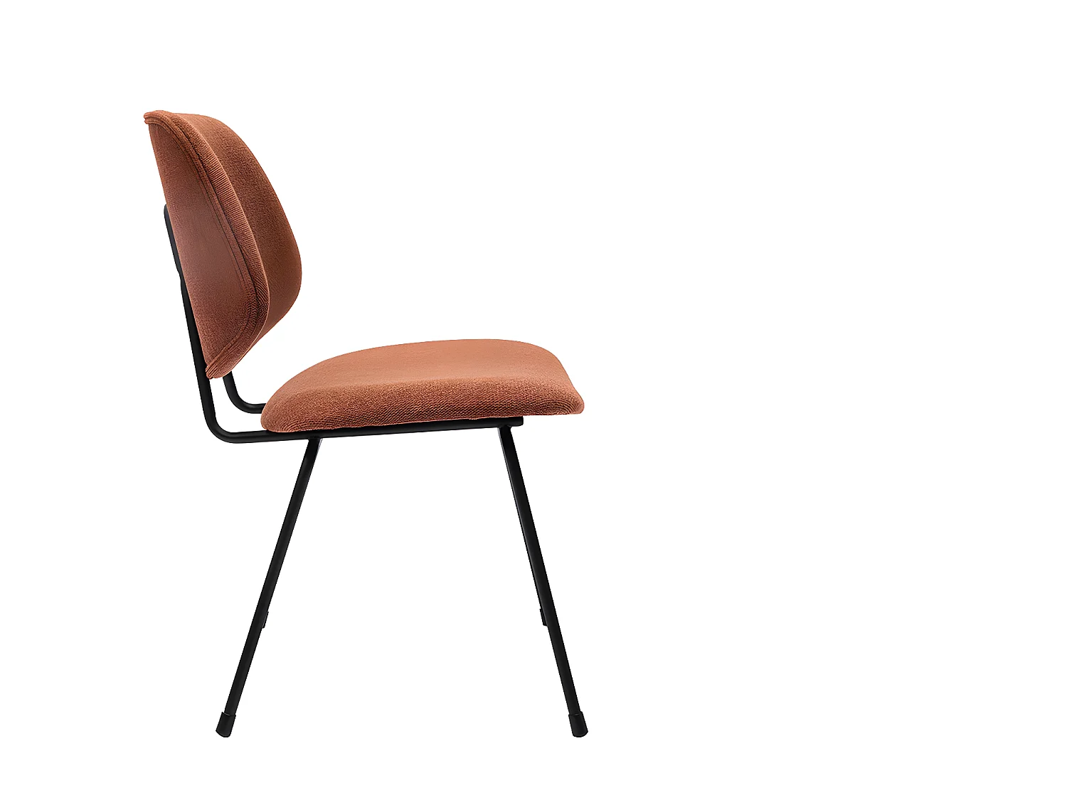 Set de 2 sillas de diseño de tejido efecto aterciopelado terracota y metal negro BARNET