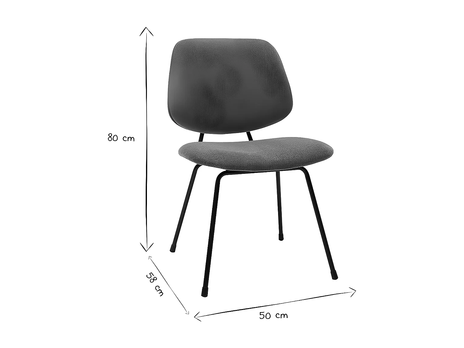 Set de 2 sillas de diseño de tejido efecto aterciopelado terracota y metal negro BARNET