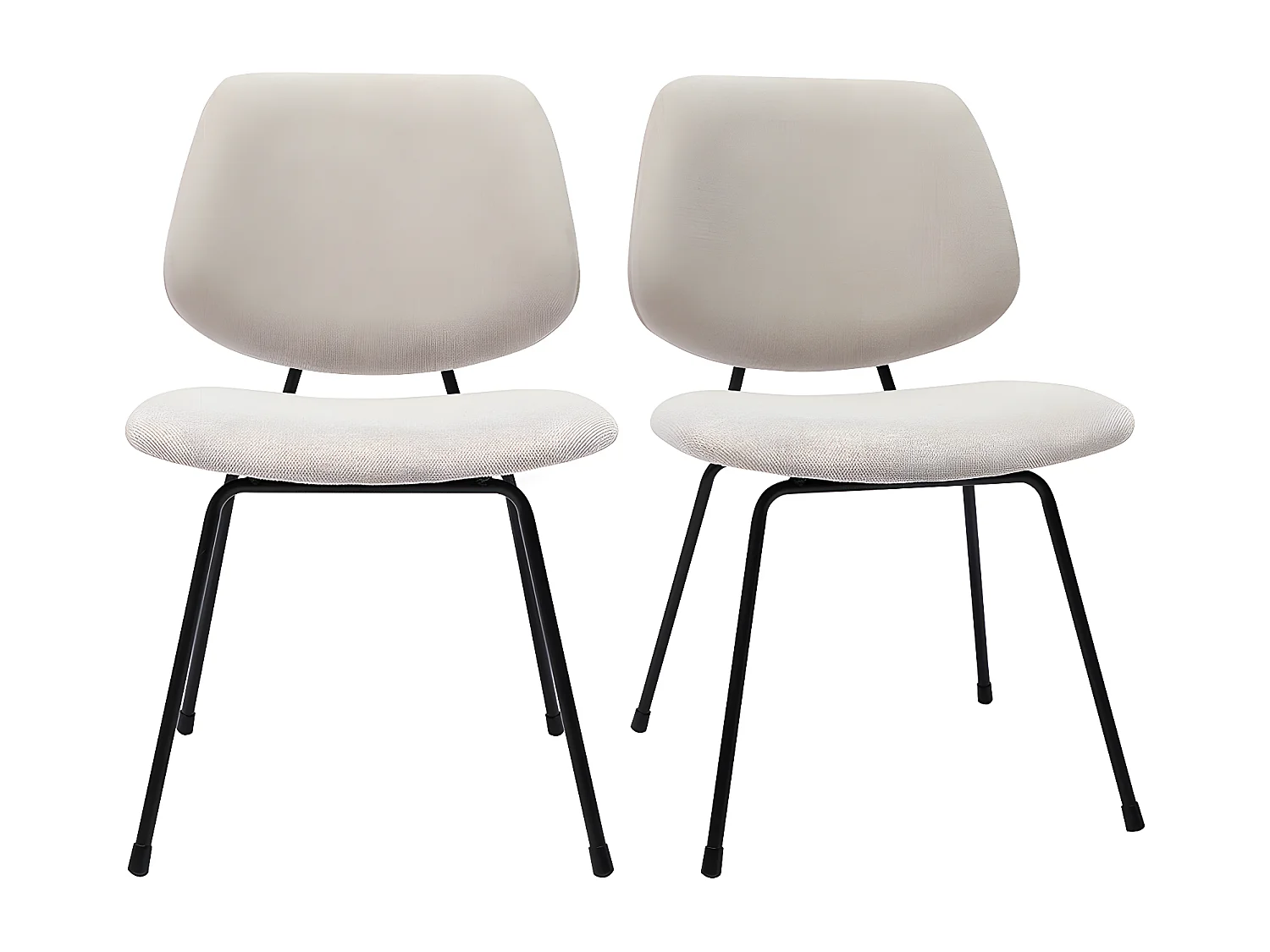Sedie design in tessuto effetto velluto beige e metallo nero (set di 2) BARNET