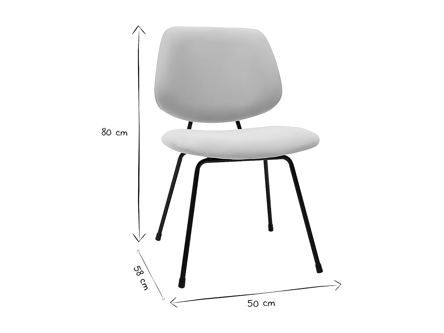 Set de 2 sillas de diseño de tejido efecto aterciopelado beige y metal negro BARNET