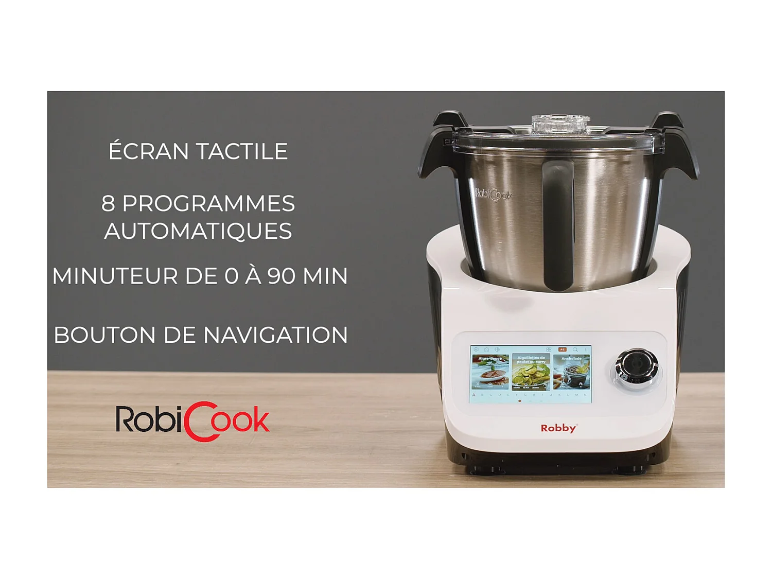 Robby Robot cuiseur multifonctions avec balance intégrée et écran tactile + un bol supplémentaire - robicook + bol