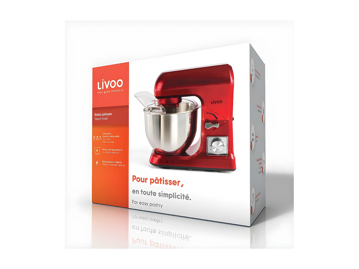 Livoo Robot pâtissier multifonction 5l 1000w rouge - DOP190R