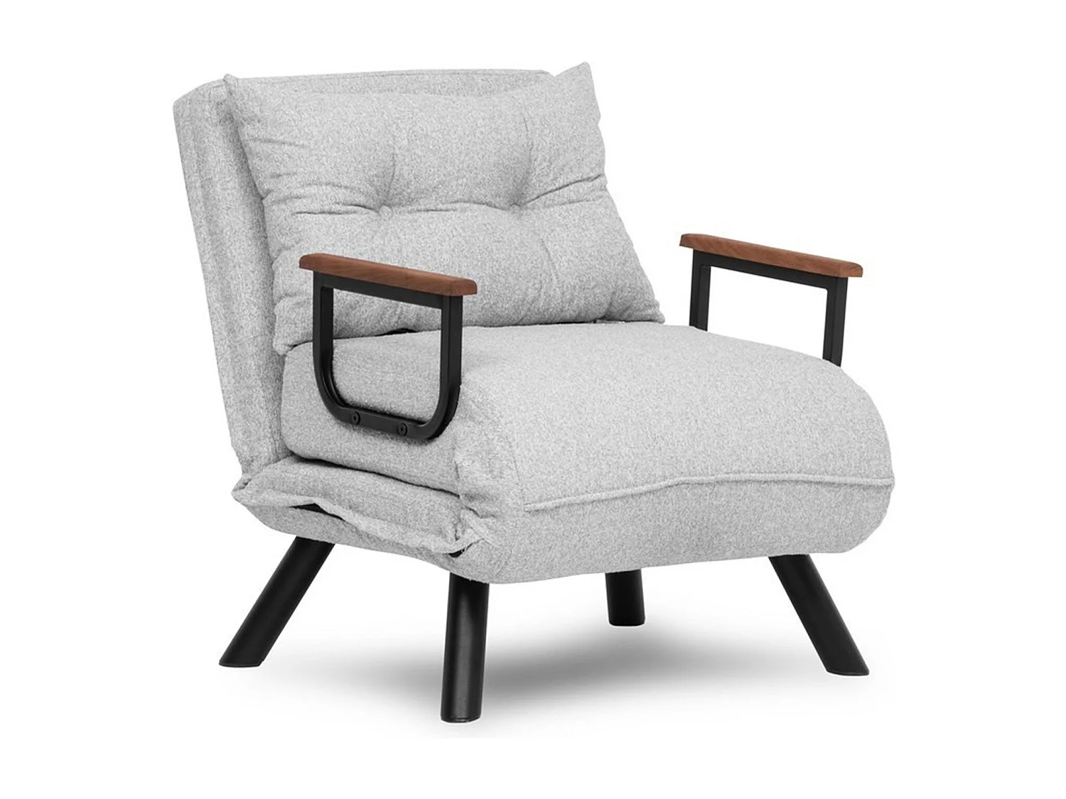 Fauteuil convertible Yolanda Métal Noir et Tissu bouclette Gris